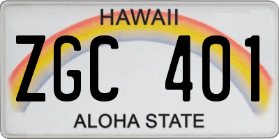 HI license plate ZGC401