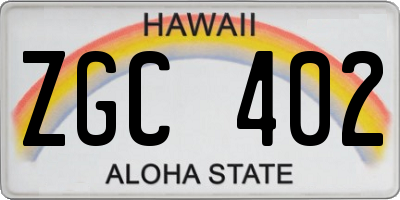 HI license plate ZGC402