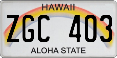 HI license plate ZGC403