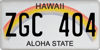 HI license plate ZGC404