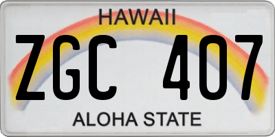 HI license plate ZGC407