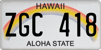 HI license plate ZGC418