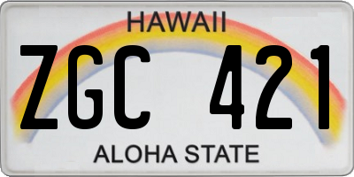 HI license plate ZGC421