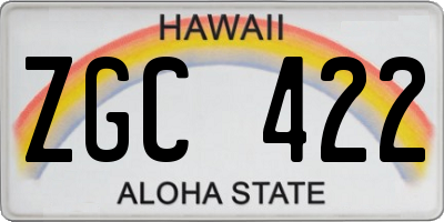 HI license plate ZGC422