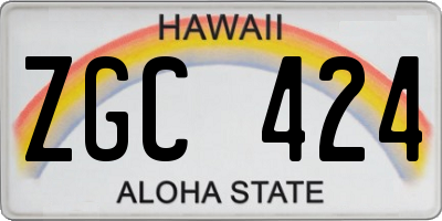 HI license plate ZGC424