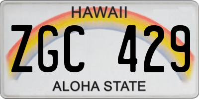 HI license plate ZGC429