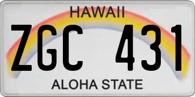 HI license plate ZGC431