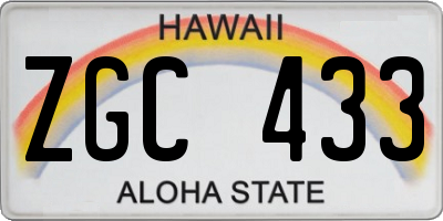 HI license plate ZGC433