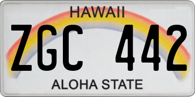 HI license plate ZGC442
