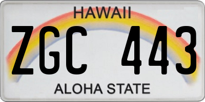 HI license plate ZGC443