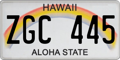 HI license plate ZGC445