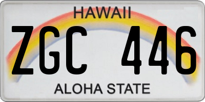 HI license plate ZGC446