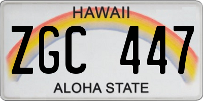HI license plate ZGC447