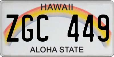 HI license plate ZGC449
