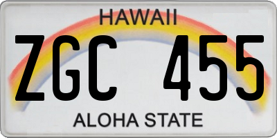 HI license plate ZGC455