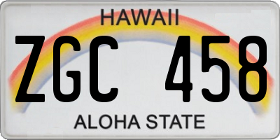 HI license plate ZGC458