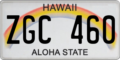 HI license plate ZGC460