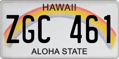 HI license plate ZGC461