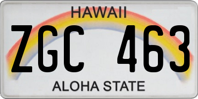 HI license plate ZGC463