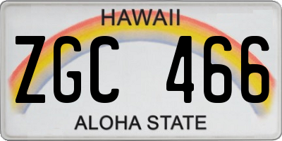 HI license plate ZGC466