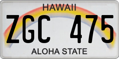 HI license plate ZGC475