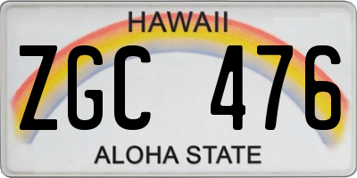 HI license plate ZGC476