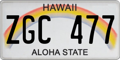 HI license plate ZGC477