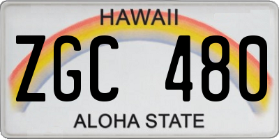 HI license plate ZGC480