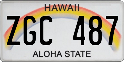 HI license plate ZGC487