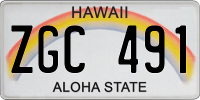 HI license plate ZGC491