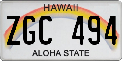 HI license plate ZGC494