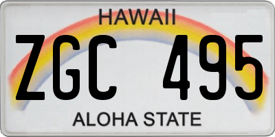 HI license plate ZGC495