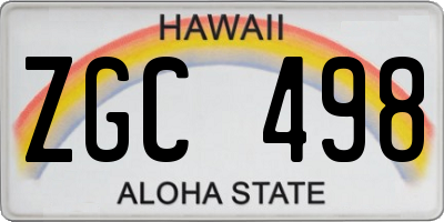 HI license plate ZGC498