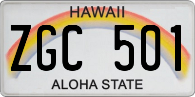 HI license plate ZGC501