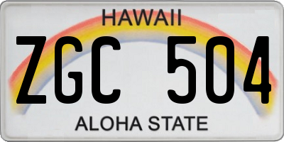 HI license plate ZGC504