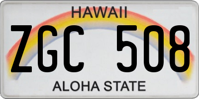 HI license plate ZGC508