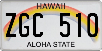 HI license plate ZGC510