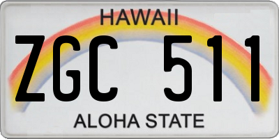 HI license plate ZGC511