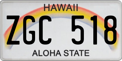 HI license plate ZGC518