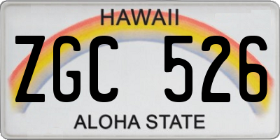 HI license plate ZGC526