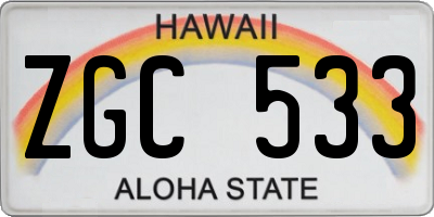 HI license plate ZGC533