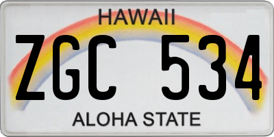 HI license plate ZGC534