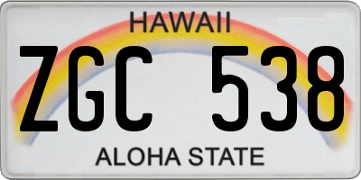 HI license plate ZGC538