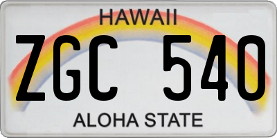 HI license plate ZGC540