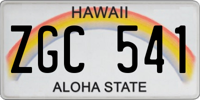 HI license plate ZGC541