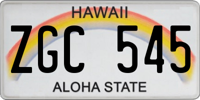 HI license plate ZGC545