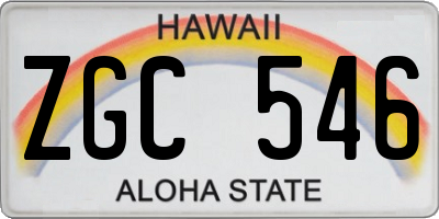 HI license plate ZGC546