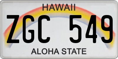 HI license plate ZGC549