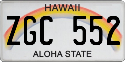 HI license plate ZGC552