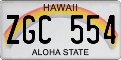 HI license plate ZGC554